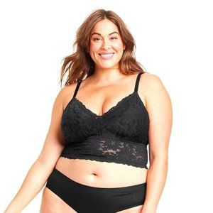 NWT Auden Womens Size XXL Black Lace Longline Wireless Bralette